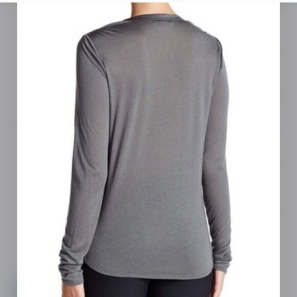 Vince Dusty Olive Long Sleeve Satin/Jersey Blouse Size Med - Picture 3 of 11